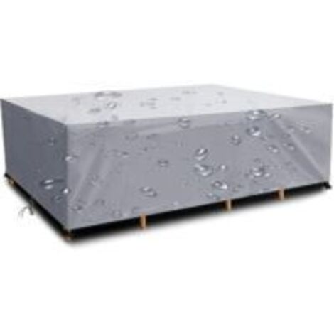 Housse Salon de Jardin 420D Oxford Tissu Housse de Protection pour Mobilier Housse de Table de Jardin Imperméable Bâche de Protection avec Corde et Boucle Verrouillage Argent 150x150x75cm