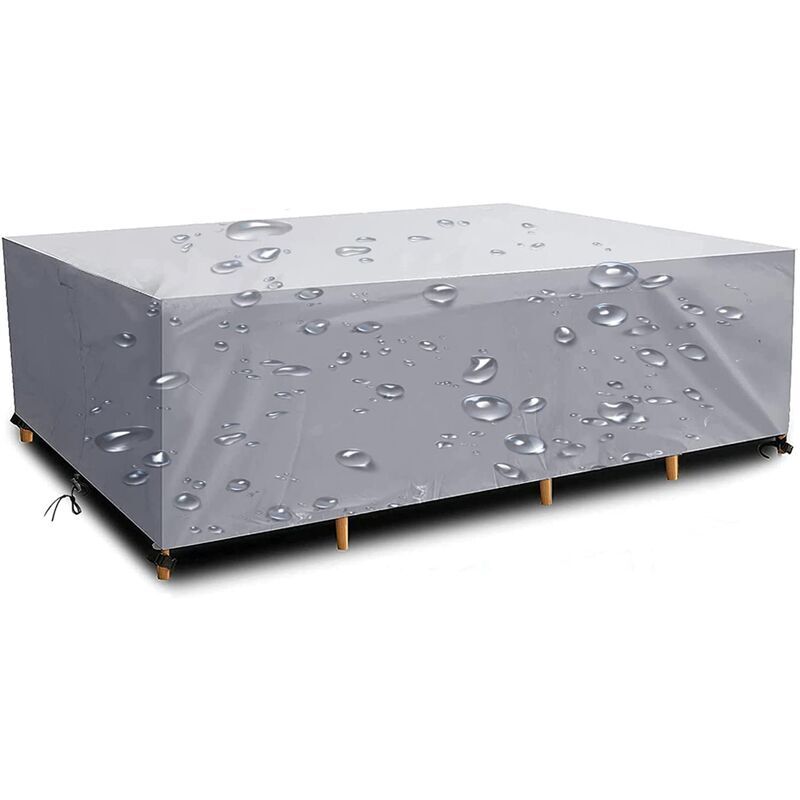 Housse Salon de Jardin 420D Oxford Tissu Housse de Protection pour Mobilier Housse de Table de Jardin Imperméable Bâche de Protection avec Corde et