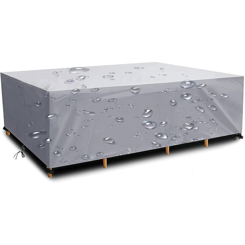 Housse Salon de Jardin 420D Oxford Tissu pour Mobilier Housse de Table Imperméable Bâche de Protection avec Corde et Boucle Verrouillage-180x120x120CM