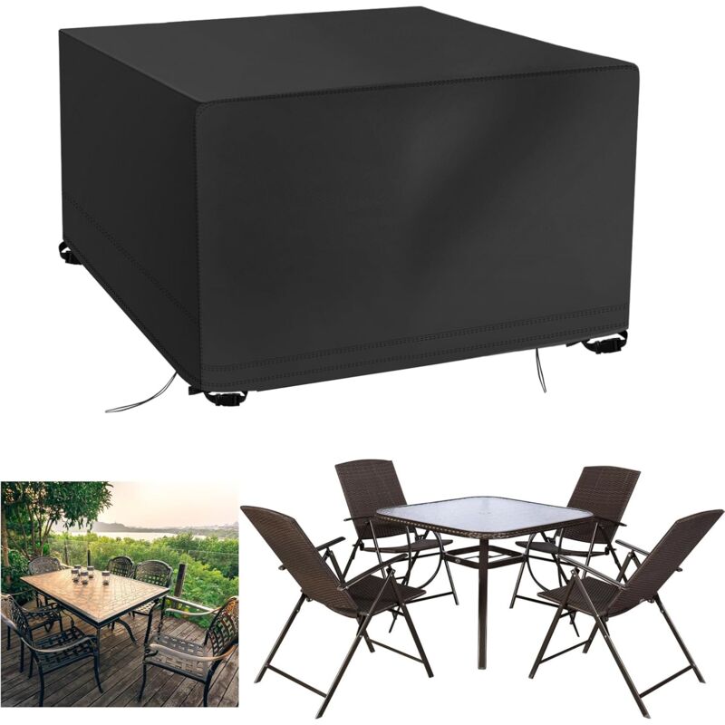 Housse Salon de Jardin, 420D Tissu Oxford Housse Table de Jardin, Housse de Meuble Bâche Salon de Jardin Protection Imperméable Résiste Aux UV Table