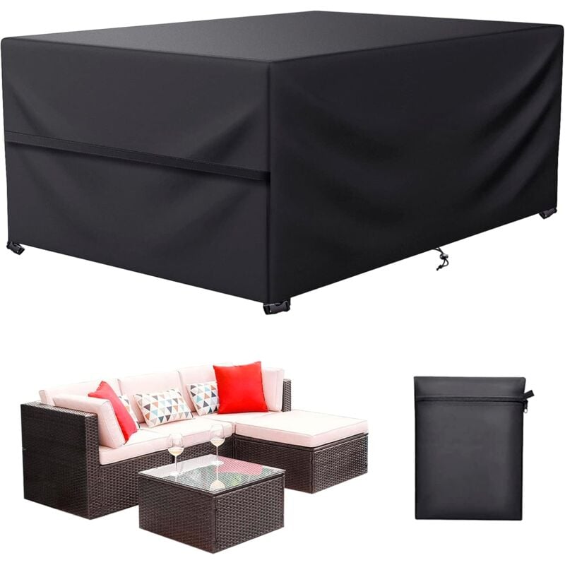 Housse Salon de Jardin , 600D Oxford Tissu Housse Table de Jardin Protection pour Tous Les Temps , pour Ensembles de Table et de Canapé avec Corde et