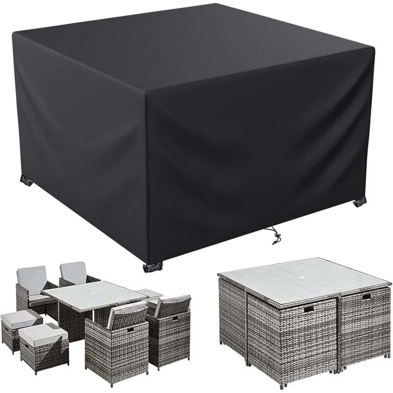 Housse Salon de Jardin , 600D Oxford Tissu Housse Table de Jardin Protection pour Tous Les Temps , pour Ensembles de Table et de Canapé avec Corde et