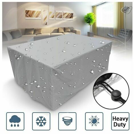 Housse Salon de Jardin avec, Iimperméable, Coupe-Vent, Anti-UV, Robuste Tissu Oxfor 210D Housse de Protection pour Table Chaise Meubles,Argent -808080CM