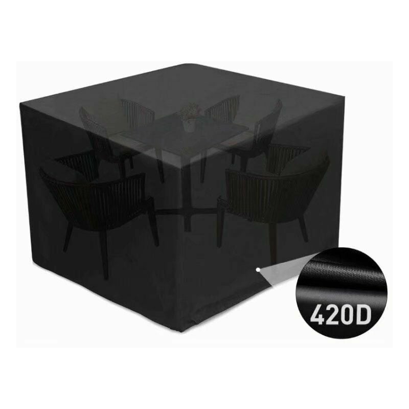 Housse Salon de Jardin, Couverture Bache Etanche de Protection 420D pour Table/Meuble, Imperméable, Anti-UV, Poussière,Vieillissement, Déchirure(noir)