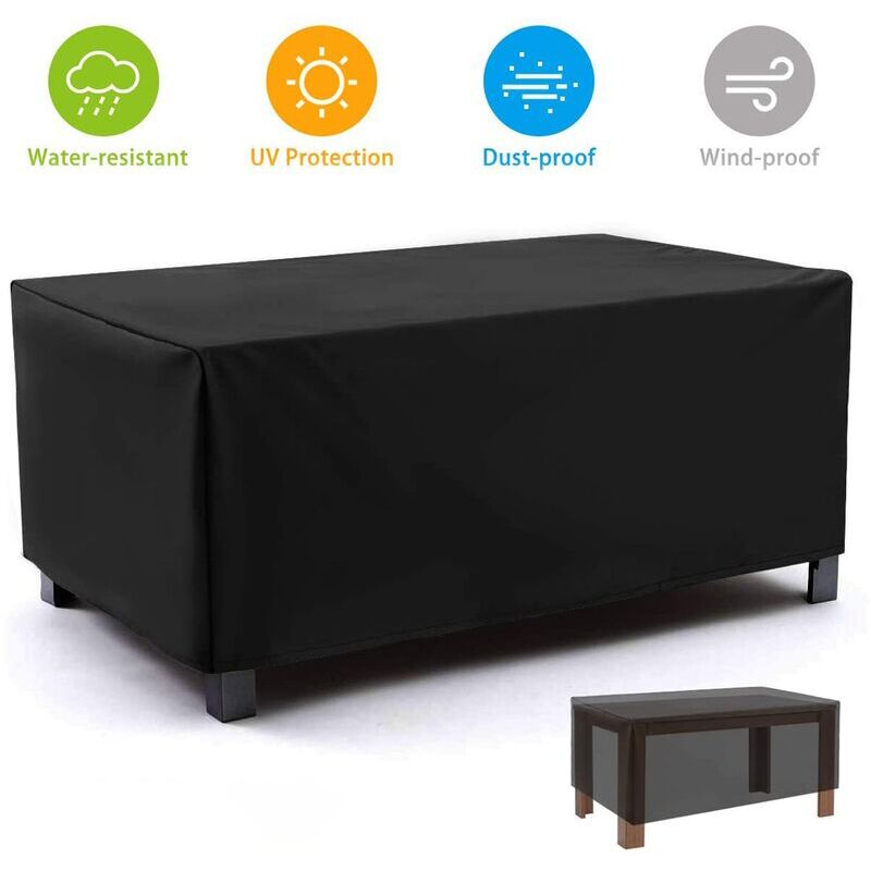 Housse Salon de Jardin, Couverture de Protection Meubles Bâche Salon de Jardin Imperméable Anti-UV, Housse Table de Jardin Rectangulaire (213 x 132 x