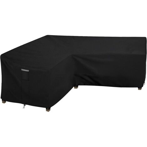 Housse Salon de Jardin en L Imperméable, Tissu Oxford 210D, Coupe-Vent, Anti-UV Housse de Protection Canapé Extérieur en Forme(215x215x87x80cm) - Noir