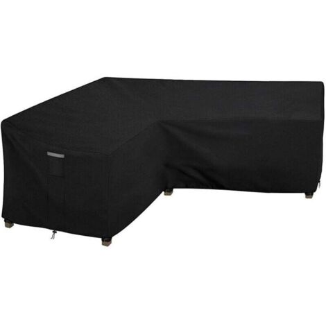 Housse Salon de Jardin en L Imperméable, Tissu Oxford 210D, Coupe-Vent, Anti-UV Housse de Protection Canapé Extérieur en Forme(215x215x87x80cm) - Noir-Crezuo