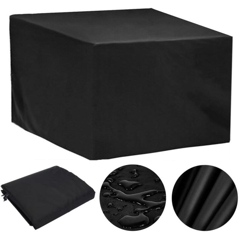 Housse Salon De Jardin Exterieur 110x110x85cm Oxford Housse De Protection De Jardin Imperméable Au Vent Anti-UV Bache Table De Jardin (Noir)