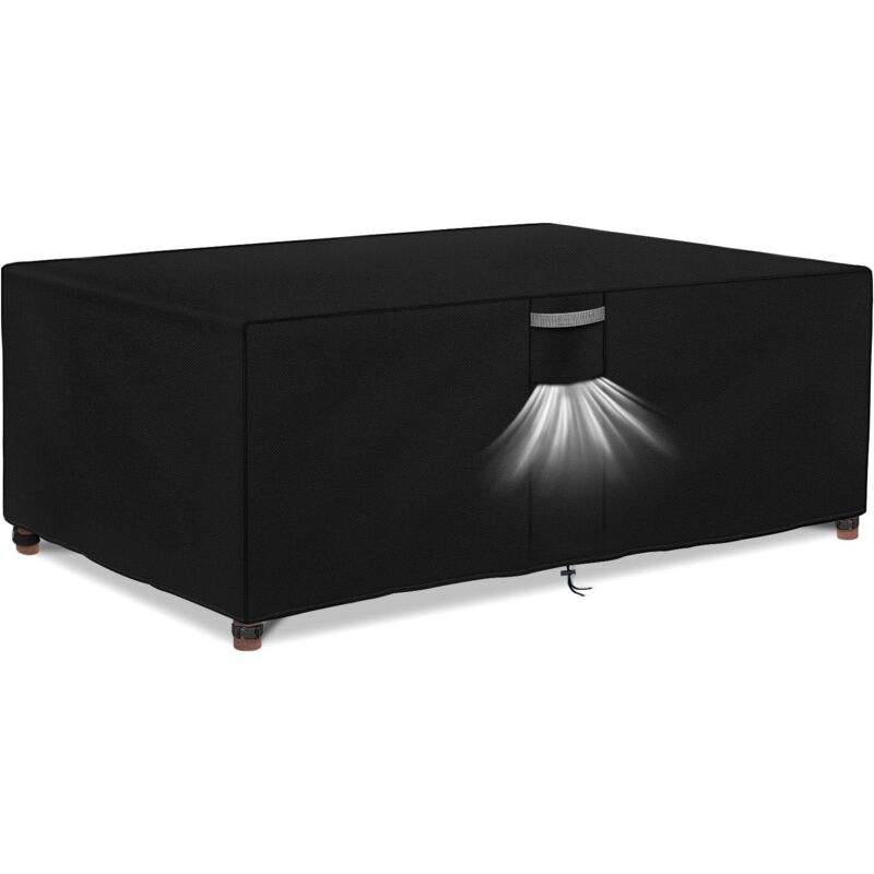 Housse Salon de Jardin Exterieur Imperméable, Tissu Oxford 420D, Coupe-Vent, Anti-UV Housse de Protection Table de Jardin avec Grilles D'aération,