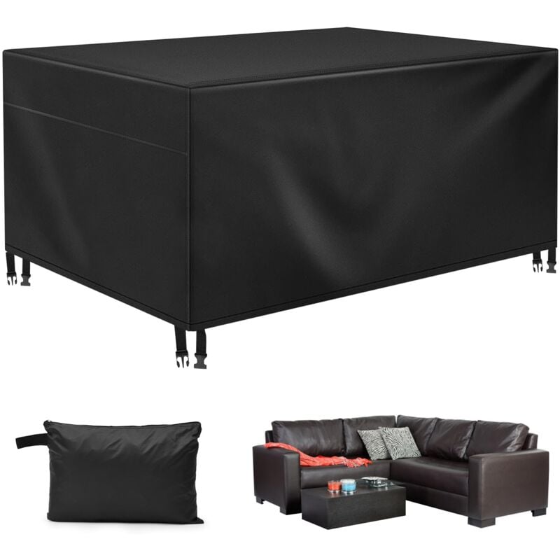 Housse Salon de Jardin Exterieur,420D Oxford Tissu Résistant à la Vent Pluie UV,pour Ensembles de Table et Canapé avec(200 160 70)