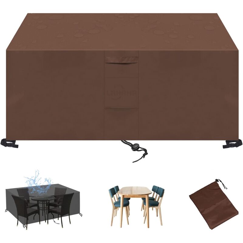 Housse Salon de Jardin, Housse de Protection 420D Oxford Tissu Anti-UV Étanche Housse Table de Jardin, pour Extérieur Meuble-Brown