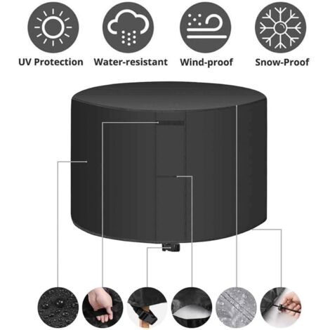 Housse salon de jardin, Housse de protection ronde en rotin Oxford 420D pour meubles de jardin, ensemble de Protection étanche avec boucles à cordon
