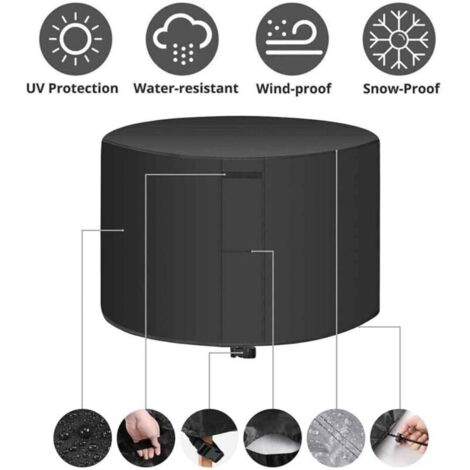 Housse salon de jardin, Housse de protection ronde en rotin Oxford 420D pour meubles de jardin, ensemble de Protection étanche avec boucles à cordon
