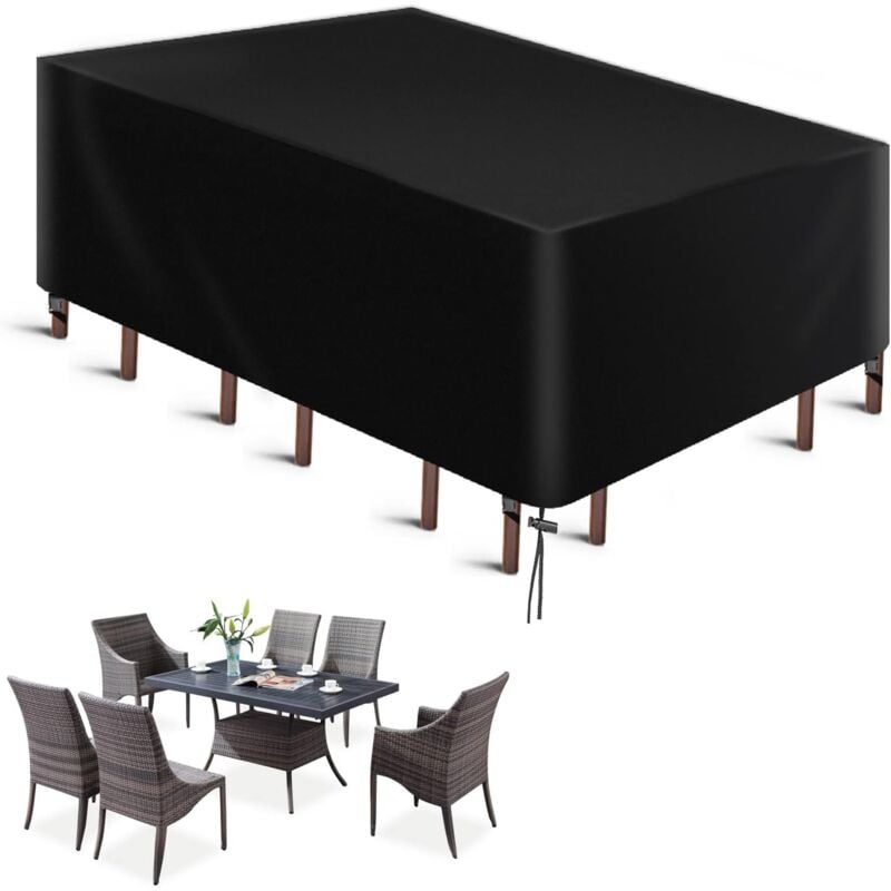 Housse Salon de Jardin, Housse de Table Jardin Rectangulaire,Couverture de Protection Meubles Bâche Salon de Jardin Imperméable Anti-UV,210D pvc