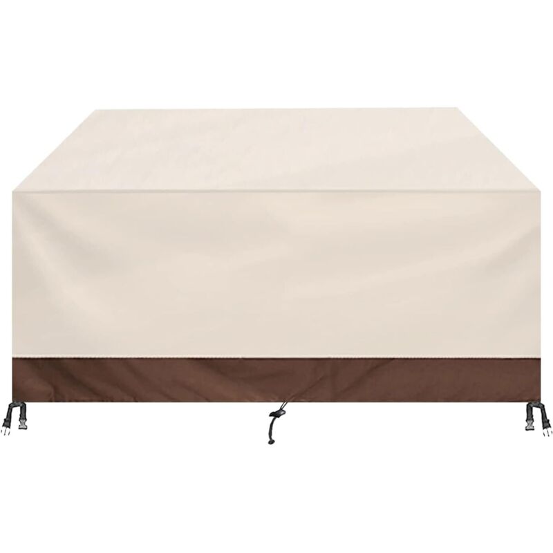 Housse Salon de Jardin ImperméAble,420D Tissu Oxford Housse de Meubles,pour Patio Table Chaises ExtéRieure etc- Beige+Coffee147x83x79cm