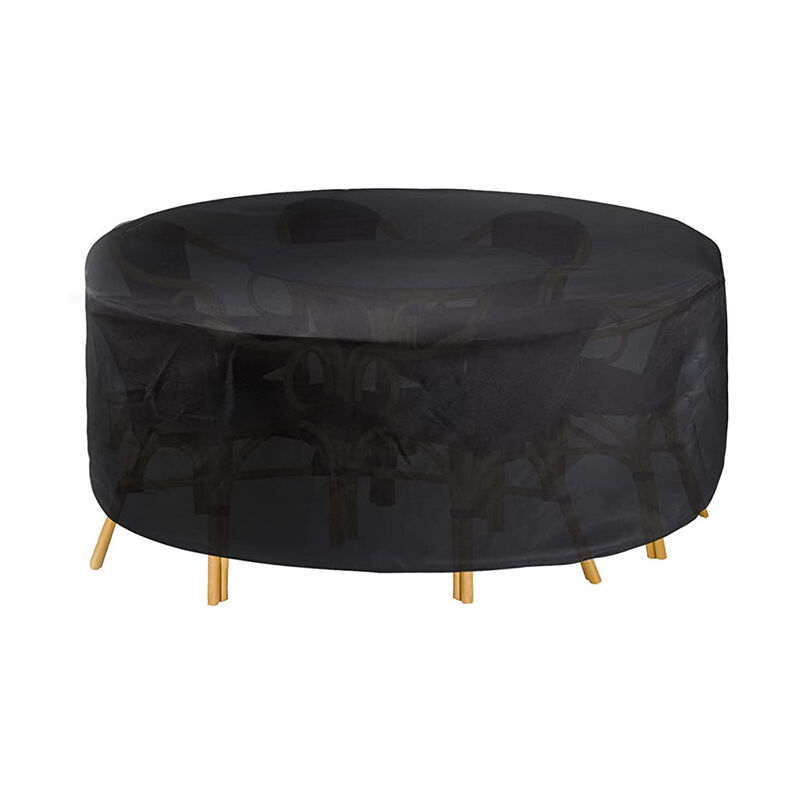 Housse Salon de Jardin Rond, 210D Oxford Bâche Salon de Jardin Imperméable, Housses de Protection Table Ronde, Meubles de Jardin Exterieur (163x84cm)