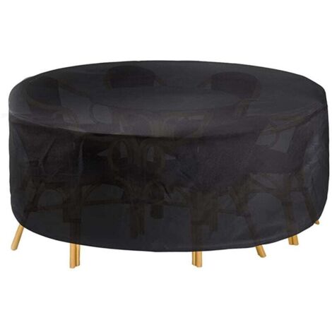 Housse Salon de Jardin Rond, 210D Oxford Bâche Salon de Jardin Imperméable, Housses de Protection Table Ronde, Meubles de Jardin Exterieur (163x84cm)