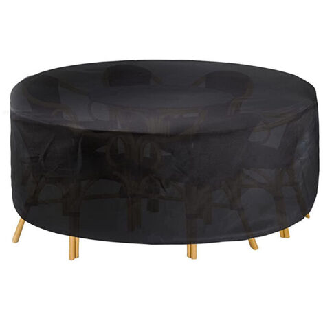 Housse Salon de Jardin Rond, 210D Oxford Bâche Salon de Jardin Imperméable, Housses de Protection Table Ronde, Meubles de Jardin Exterieur (163x84cm)