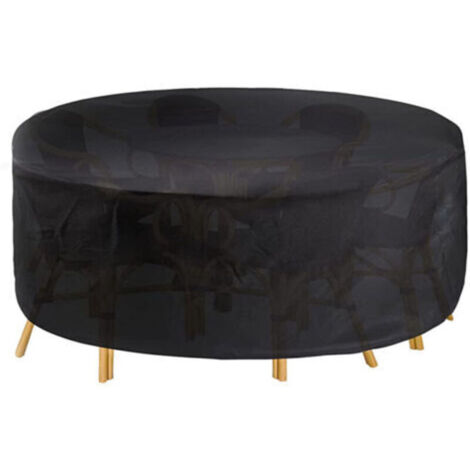 Housse Salon de Jardin Rond, 210D Oxford Bâche Salon de Jardin Imperméable, Housses de Protection Table Ronde, Meubles de Jardin Exterieur (163x84cm)