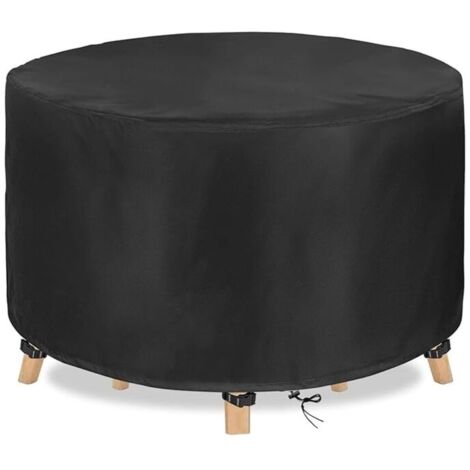 Housse Salon de Jardin Ronde 152 x 58cm noir Housse Table Jardin Housse de Protection Bâche Imperméable pour Meubles Jardin et Hivernage