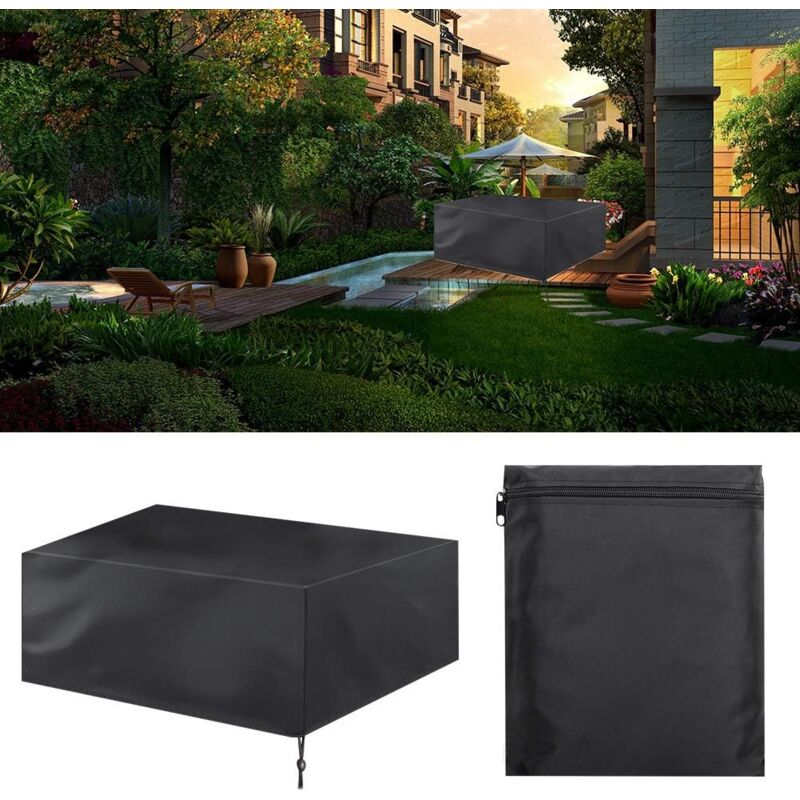 Housse Salon De Jardin,210D Oxford Rectangulaires Anti-UV Imperméable Bâche Couverture Jardin,pour Chaise Table Canapé Jardin Patio Table-Black