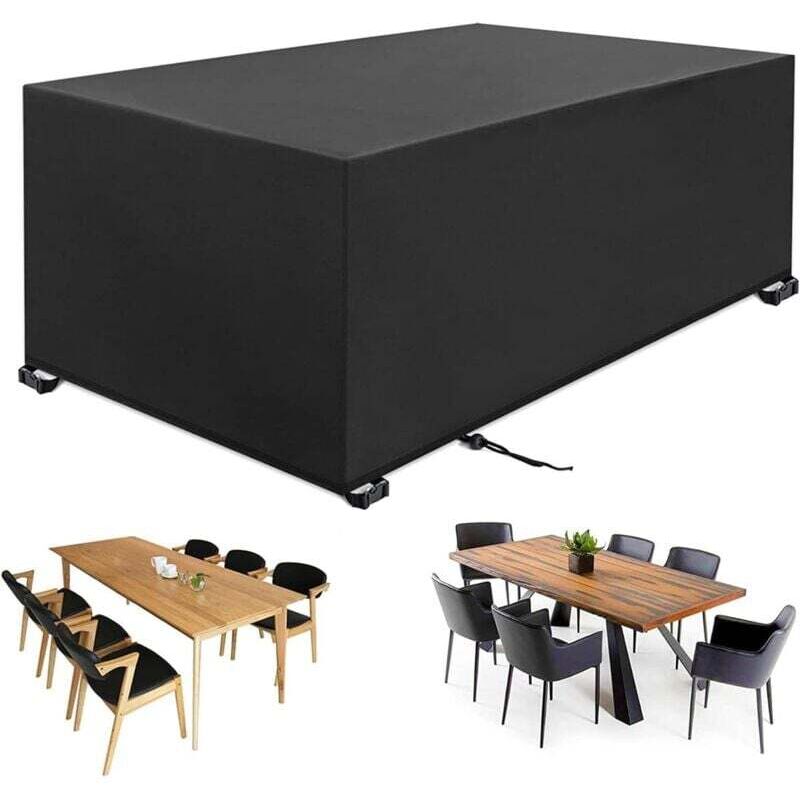 Housse Salon de Jardin,Housse de Protection Table Jardin Rectangulaire,Couverture de Protection Meubles Salon de Jardin Imperméable Anti-UV,420D pvc