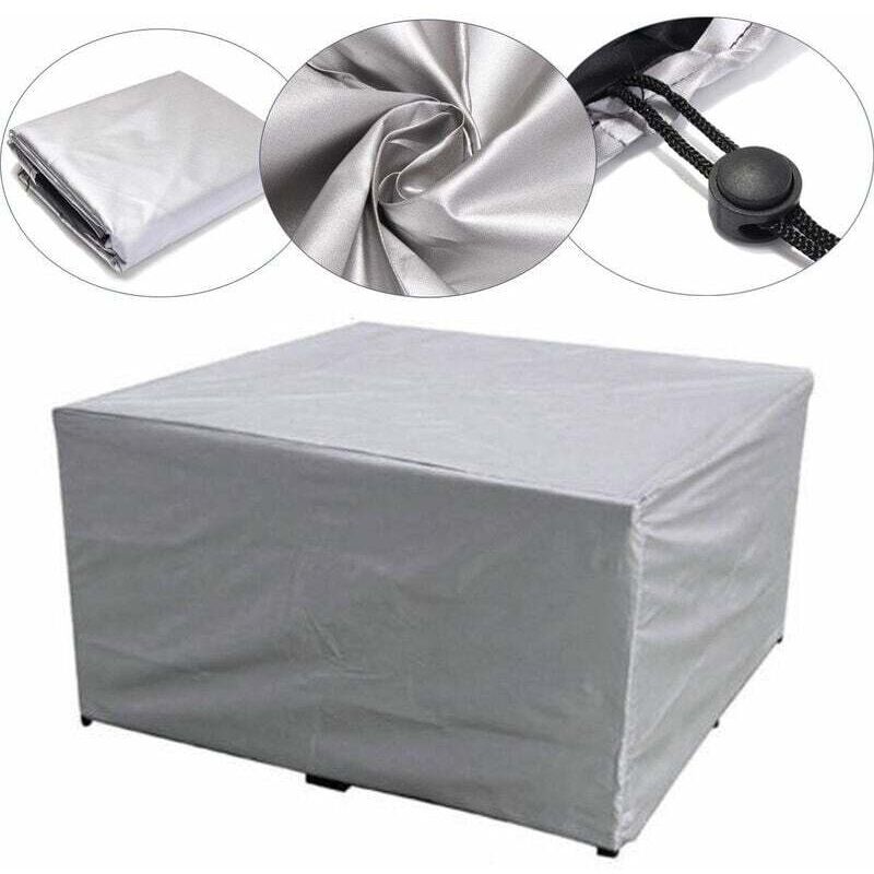Housse salon de jardin Housse de Table Extérieur Housse de Protection Imperméable en Polyester pour Meubles de Jardin Silver 140x140x90