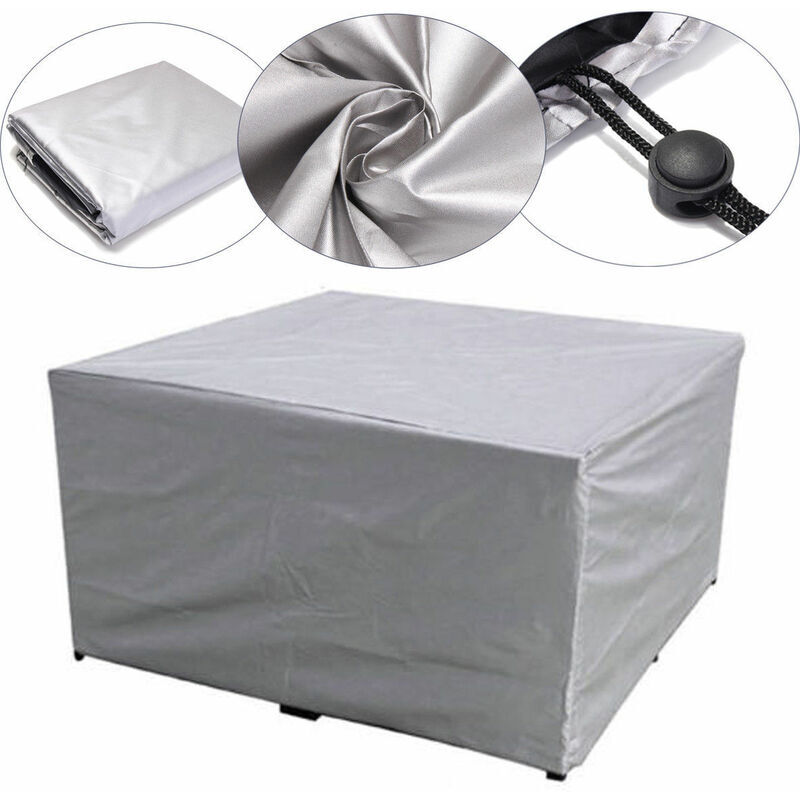 Housse salon de jardin Housse de Table Extérieur Housse de Protection Imperméable en Polyester pour Meubles de Jardin Silver 140x140x90