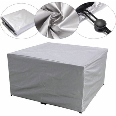 START Housse salon de jardin Housse de Table Extérieur Housse de Protection Imperméable en Polyester pour Meubles de Jardin Silver 140x140x90