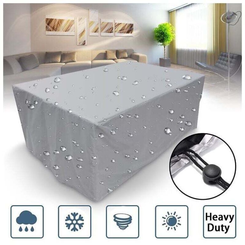 Housse Salon de Jardin,Housse de Table Jardin Rectangulaire,Couverture de Protection Meubles Bâche Salon de Jardin Imperméable Anti-UV, Tissu Oxford