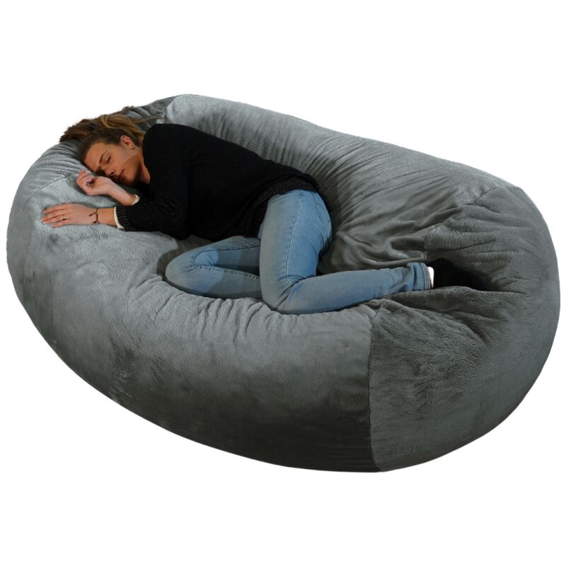 Housse Seule Pouf Long Géant Fourrure - 160 cm Gris foncé Bananair