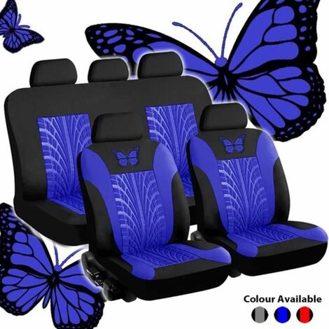 DIGITALAB Housse Siege Voiture Ensemble de Housses de Siège Auto Universelle Couvre Sieges pour Avant et Arrière Lot de 9 Bleu