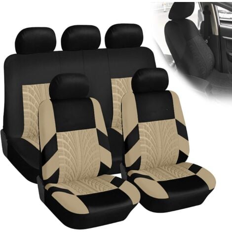 Housse Siege Voiture,9pcs Voiture Cuir Ensembles Housses SièGe, Housses De SièGe Universelles(Riz)