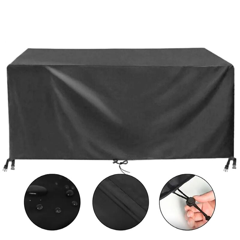 Housse Salon de Jardin Exterieur Imperméable Tissu Oxford 420D Coupe-Vent Anti-UV Housse de Protection Table de Jardin, Rectangulaire (152x104x74cm)