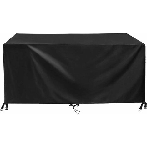 Housse Table de Jardin 150x90x75cm Noir 420D Tissu Oxford Imperméable Résistance Anti-UV Bache Table De Jardin Housses de Protection pour mobilier de Jardin avec Corde et Boucle de Verrouillage