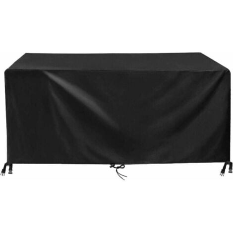 FONTAINEBLEAU Housse Table de Jardin 150x90x75cm Noir 420D Tissu Oxford Imperméable Résistance Anti-UV Bache Table De Jardin Housses de Protection pour mobilier de Jardin avec Corde et Boucle de Verrouillage