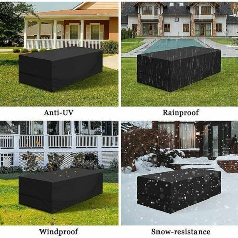 Housse Table de Jardin 150x90x75cm Noir 420D Tissu Oxford Imperméable Résistance Anti-UV Bache Table De Jardin Housses de Protection pour mobilier de Jardin avec Corde et Boucle de Verrouillage