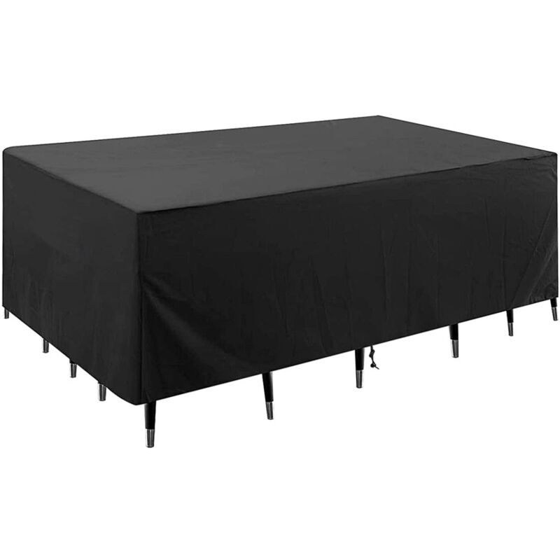 Housse Table de Jardin 150x90x80cm Noir 420D Tissu Oxford Imperméable Résistance Anti-UV Bache Table De Jardin Housses de Protection pour mobilier