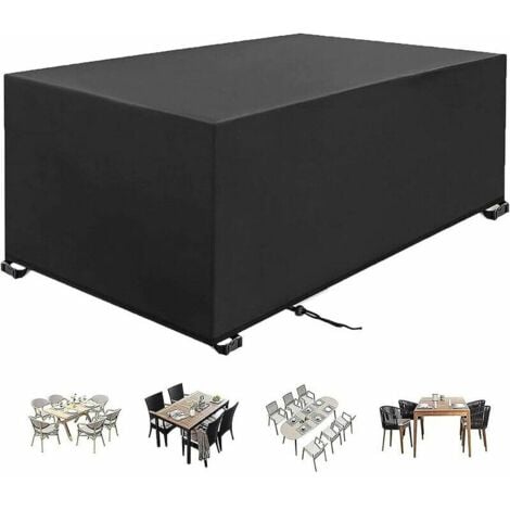 AUTRES Housse Table de Jardin 230x120x75cm Noir 420D Tissu Oxford Housse Salon de Jardin Résistance Au Vent Anti-UV Bache Table De Jardin Housses pour mobilier de Jardin Rectangulaire thsinde
