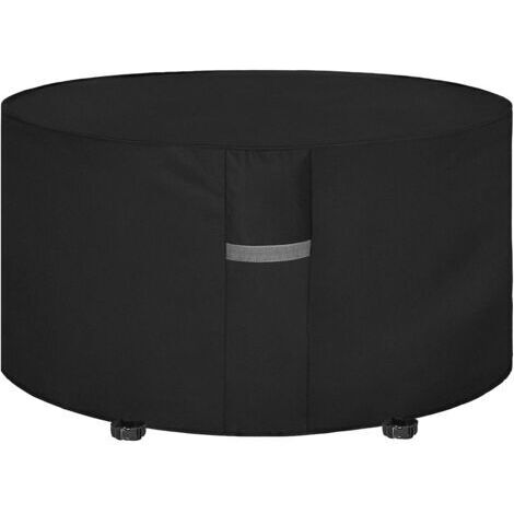 Housse Table de Jardin avec Grilles D’aération, Robuste Tissu Oxford 210D, Iimperméable, Coupe-Vent, Anti-UV, Housse de Protection pour Salon Meubles Extérieur, Ronde (190x80cm) - Noir