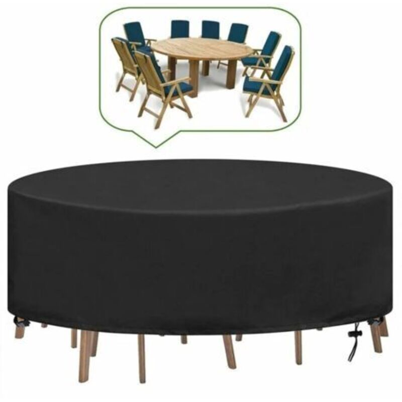 Housse Table de Jardin avec Grilles D'aération, Robuste Tissu Oxford , Iimperméable, Coupe-Vent, Anti-UV, Housse de Protection pour Salon Meubles