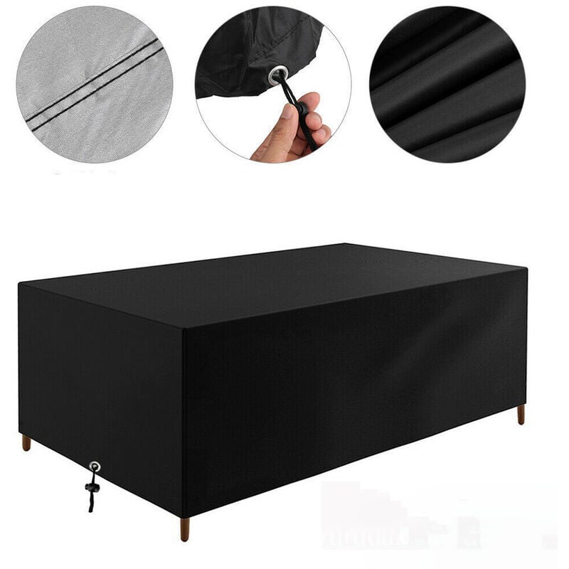 Housse Table de Jardin, Bâche de Protection en Tissu Oxford 210D Couverture Étanche Anti-UV Antipoussière pour Salon Canapé Chaises Meuble à