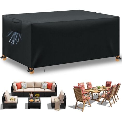 BEIJIYI Housse Table de Jardin, Housse Salon de Jardin Exterieur, Housses pour Mobilier de Jardin Imperméable Anti-UV, 420D Tissu Oxford Housse de Protection Salon de Jardin, Noir, 200x100x75 cm