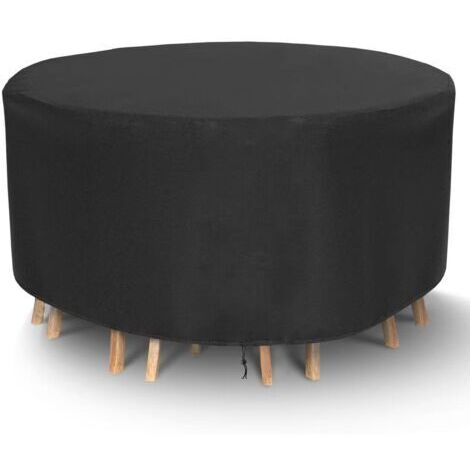 Housse Table de Jardin Ronde Bâche Salon de Jardin Ronde Housse Protection Salon de Jardin Imperméable Bache Table de Jardin Anti-UV 210D Oxford Housse Table Exterieur 12075cm