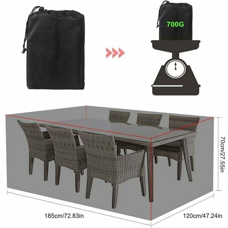 Housse Table Jardin Rectangulaire 250 x 150 x 90cm Housse Imperméable pour Meubles de Jardin Housse de Protection pour Salon de Jardin Bâche Bâche