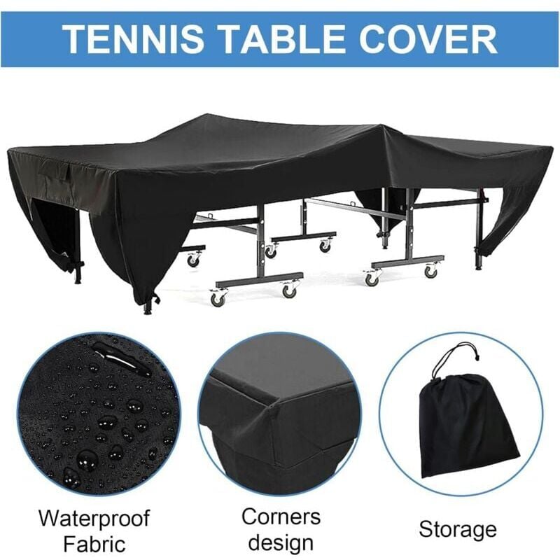 SNQ - Housse Table Ping-Pong, Housse De Table De Tennis De Table, ImperméAble, Contre Neige Pluie uv pour Intérieur Et Extérieur, 280 x 153 x 73cm