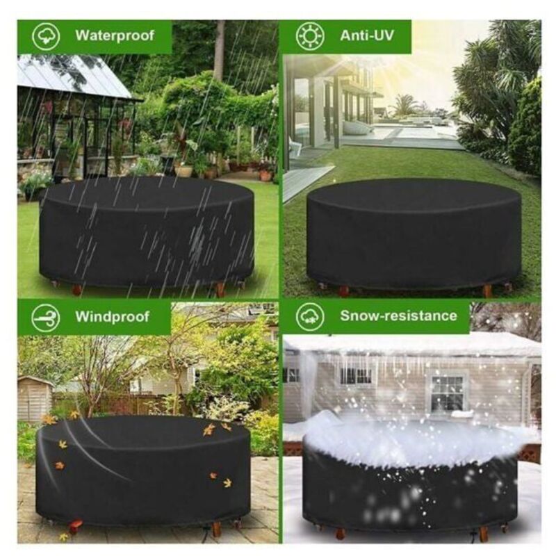 Housse table ronde jardin 180x90cm, Oxford 210D, imperméable Label