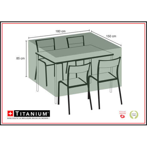 Housse TITANIUM® pour table rectangulaire et chaises 180 x 150 x 85 cm