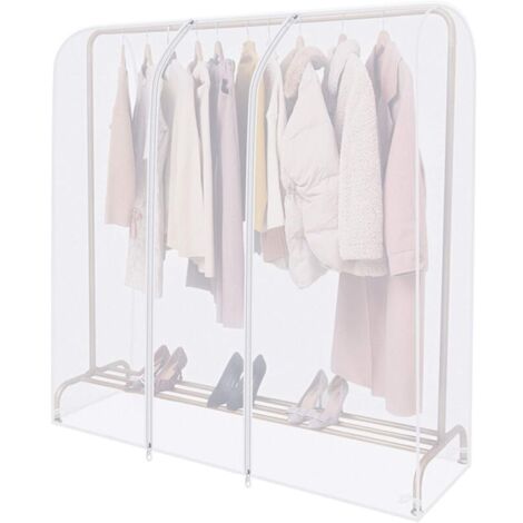 Housse transparente pour tringle à vêtements avec fermeture éclair solide et poche à documents housse penderie ,Portant Non Inclus