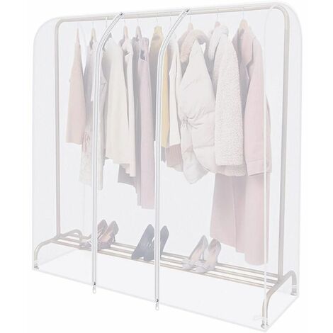 Housse Transparente pour Tringle à vêtements avec Fermeture éclair Solide et Poche à Documents Housse penderie,Portant Non Inclus